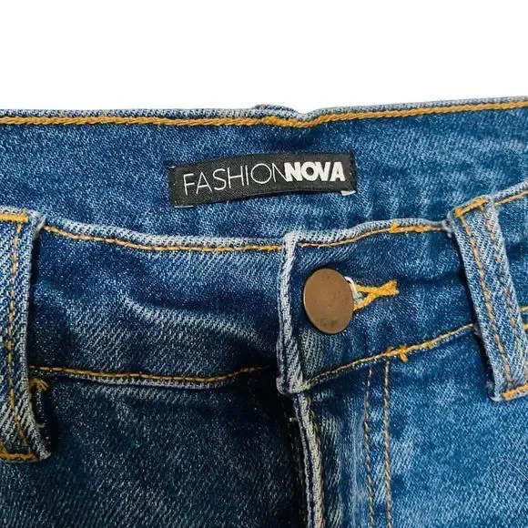 5 for $30 Fashion Nova Ripped Jeans Blue Juniors Size 7 Excellent Condition EUC - Picture 3 of 4